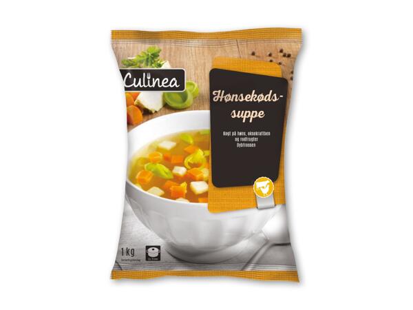 Oksekøds- eller hønsekødssuppe