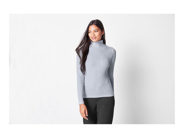 Esmara Ladies' Ribbed Turtleneck Top Light - Grey