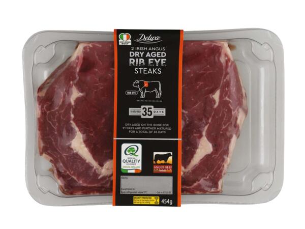 2 Dry Aged Angus Rib Eye Steaks