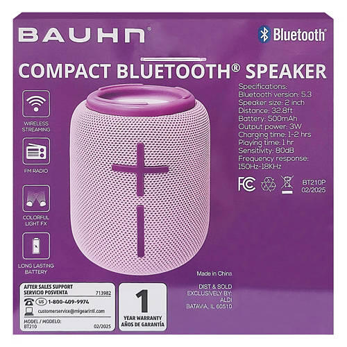 Compact Bluetooth Speaker - Pink/Purple