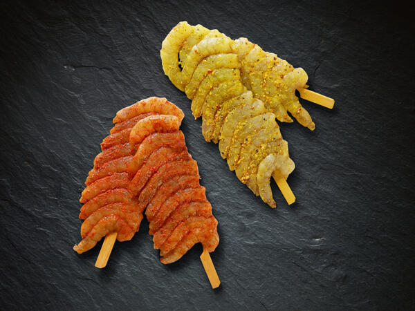Brochettes de crevettes marinées ASC