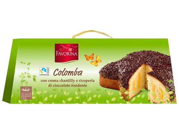 Colomba with Chantilly Cream and Dark Chocolate