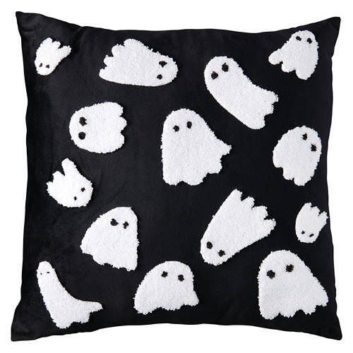 Halloween Pillow - Tufted Ghosts, Black