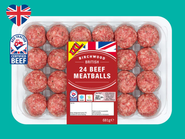 Birchwood 24 British Beef Meatballs