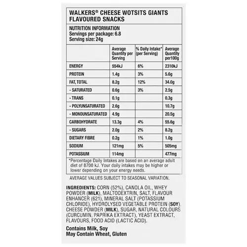 Wotsits Giants Really Cheesy 165g