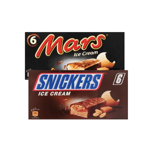 Mars of Snickers ice cream 6-pack