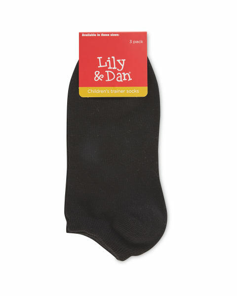 Kids' Black 3 Pack Trainer Socks