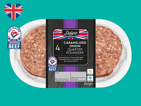 Deluxe 4 British Beef Caramelised Onion Burgers