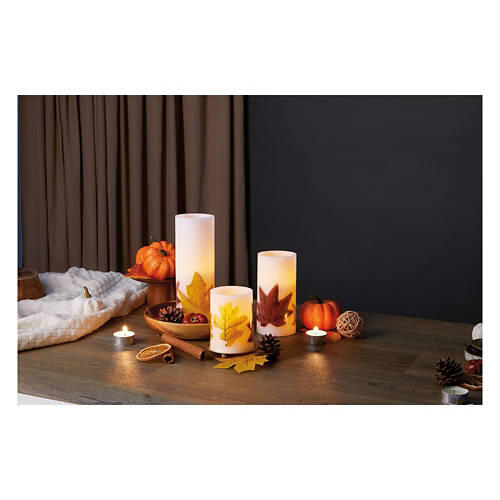 3 Piece Flameless LED Candle Set, Fall Leaves