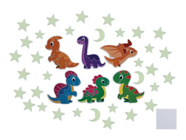 Crelando Glow In The Dark Dinos with Moon & Stars Wall Stickers - 40 Pieces