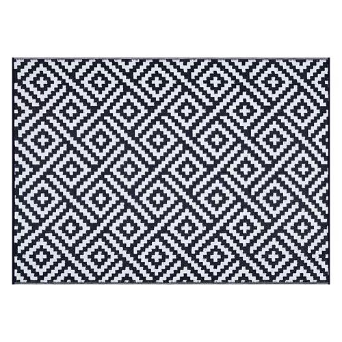 5' x 7' Reversible Indoor/Outdoor Rug - Navy/White Diamond