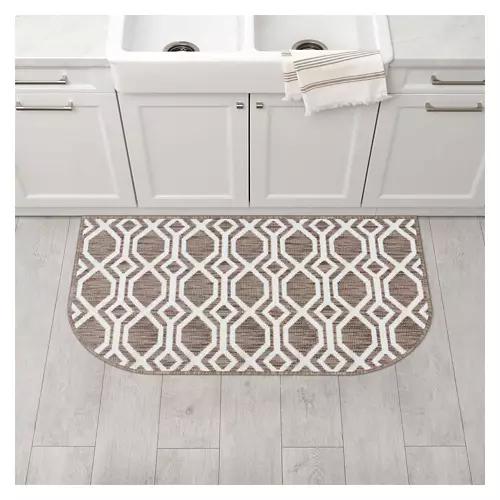 20" x 38" Slice Shaped Kitchen Rug - Tan Geometric