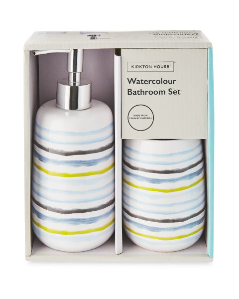 Blue Striped Bathroom Accessories