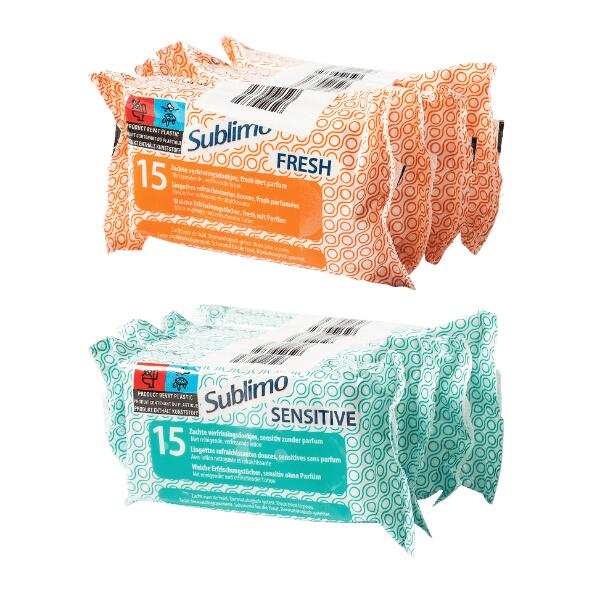 SUBLIMO(R) 				Verfrissingsdoekjes, 4-pack