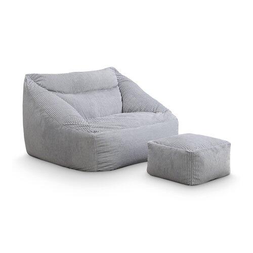 HOME DELUXE, Sitzsack COZY inkl. Hocker, hellgrau