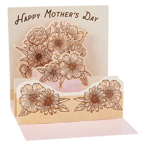 Pop Up Mother's Day Greeting Card - Ivory Flowers