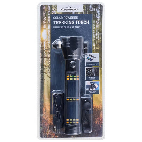 Solar Powered Trekking Torch with USB Charger