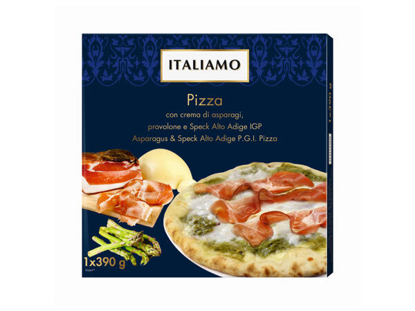 Pizza with Asparagus Creme, Provolone & Speck