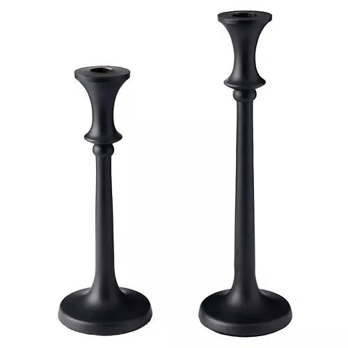 2 Pack Candle Holder, Matte Black Taper