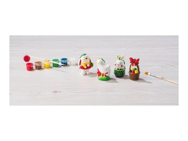 Crelando Paint Your Own Easter Decorations - 12 Piece Set - Easter Bunnies and Chick