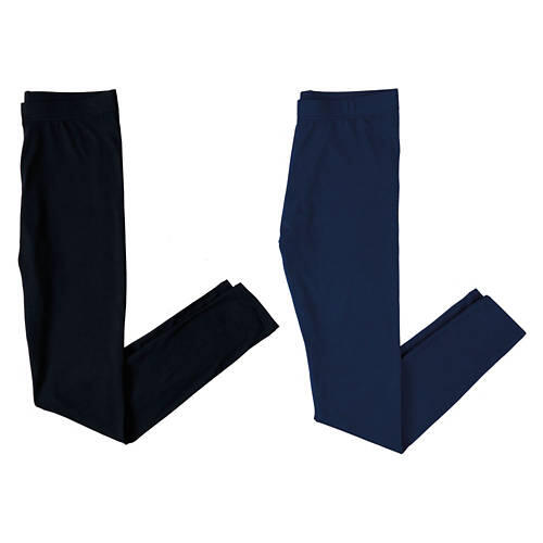 Ladies 2 Pack Soft Leggings - Blue & Black, M