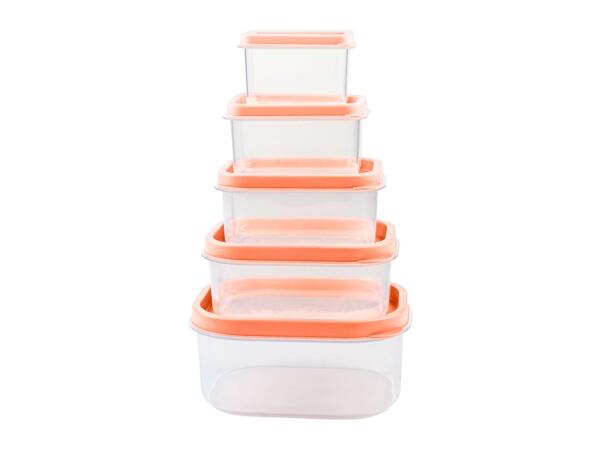 Livarno Home Food Storage Container Set - 5 Piece Set - Rectangular Orange