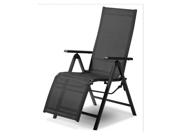 LIVARNO home Aluminiowy fotel ogrodowy z podnóżkiem Houston, czarny/ antracytowy
