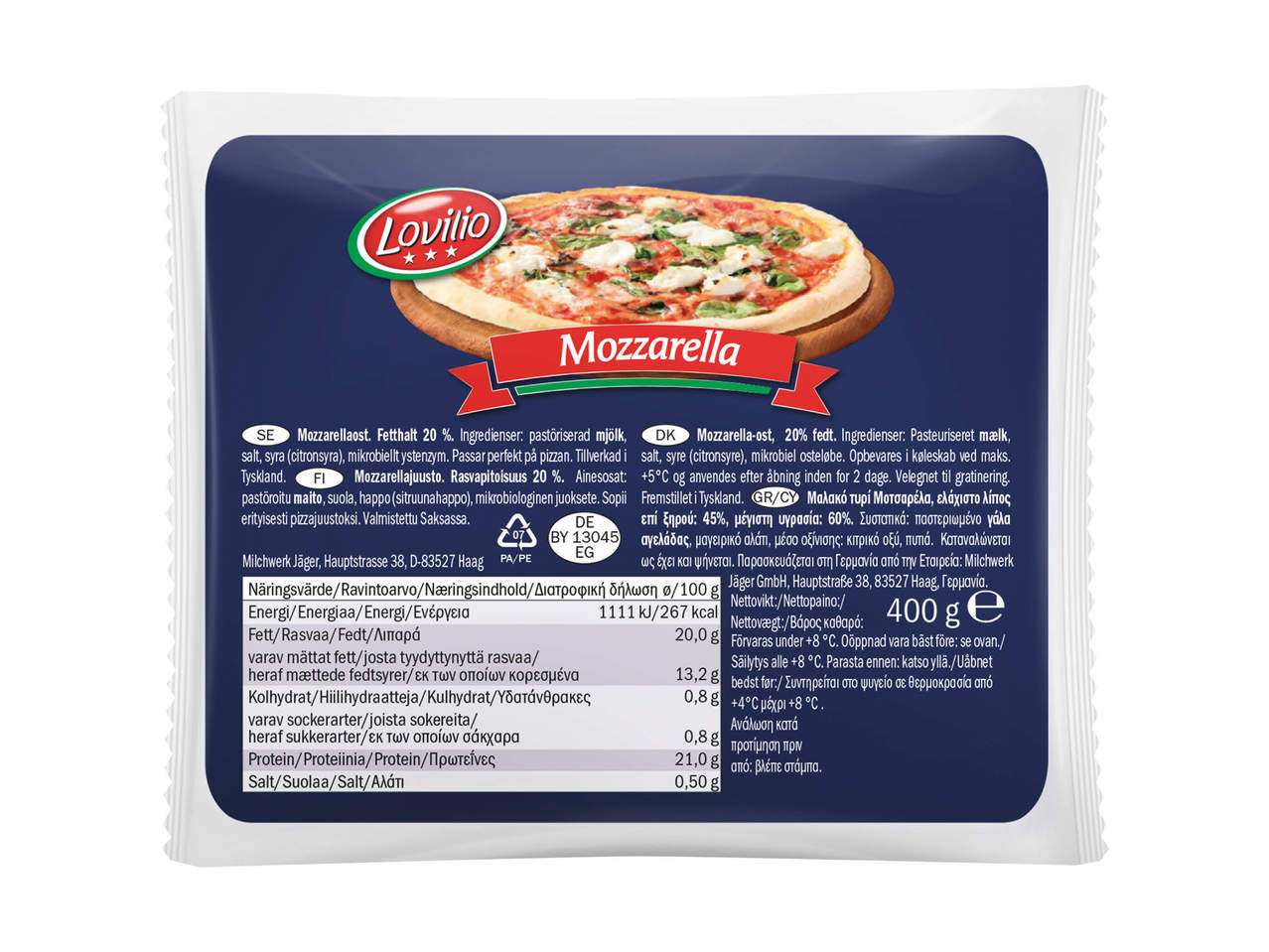 ITALIAMO Mozzarellatil pizza