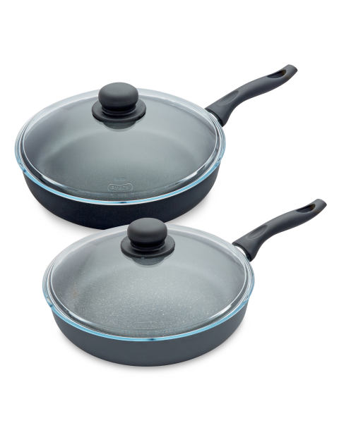 28cm Enamel Frying Pan & Glass Lid