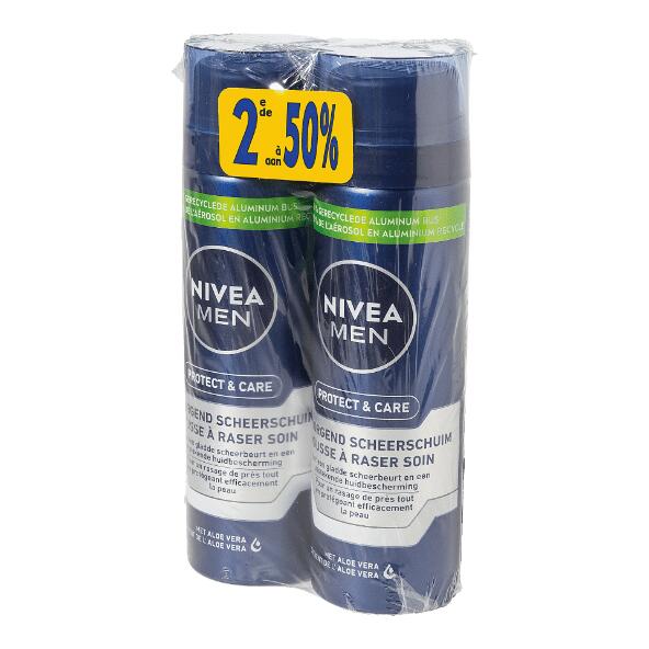 NIVEA(R) 				Mousse de rasage pour hommes, 2 pcs