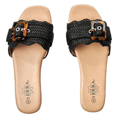 Ladies Woven Slide Sandals - Black, 10