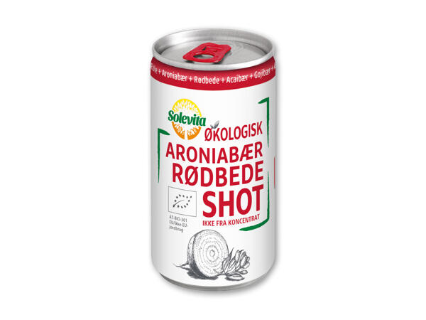 Økologisk ingefær- eller aroniabær- og rødbedeshot