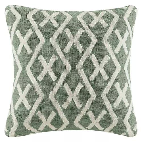 Soft Cable Knit Pillow, Green Jacquard Knit