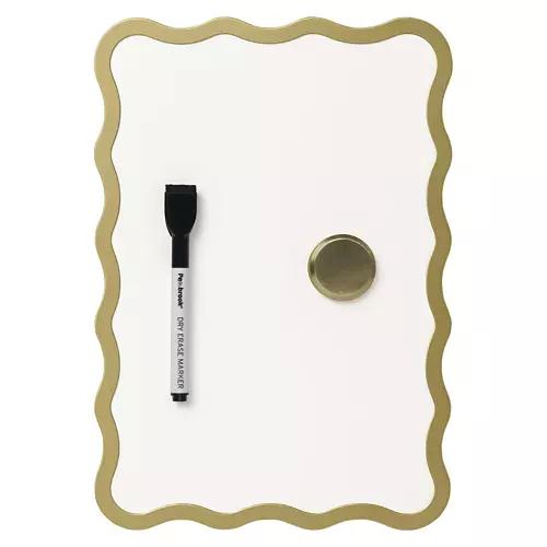Scalloped Shaped Desktop Dry Erase Board, Gold