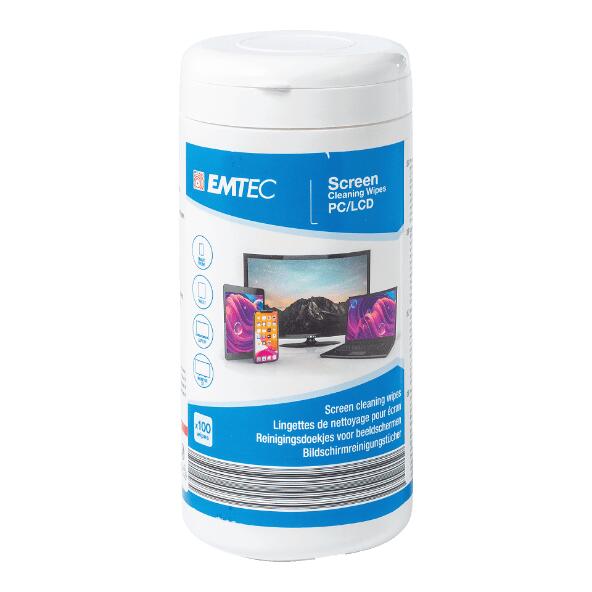 EMTEC(R) Reinigingsdoekjes voor beeldschermen, 100 st.