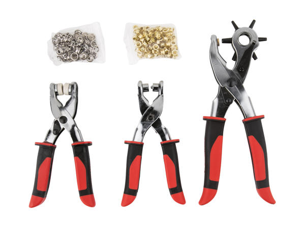 Set avec pince perforatrice et pince à œillets, 128 pièces