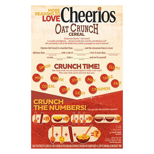 Cinnamon Oat Crunch Cheerios Cereal, 18.2 oz