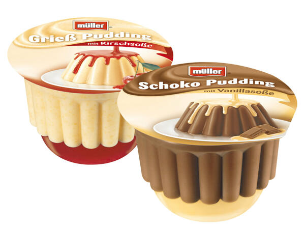 Müller Pudding mit Soße