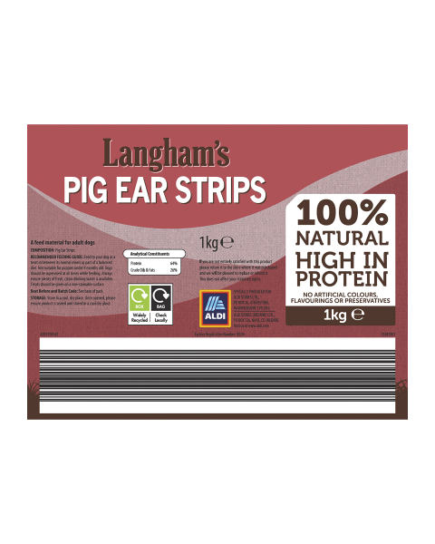 1kg Natural Dog Treats Pig Ear