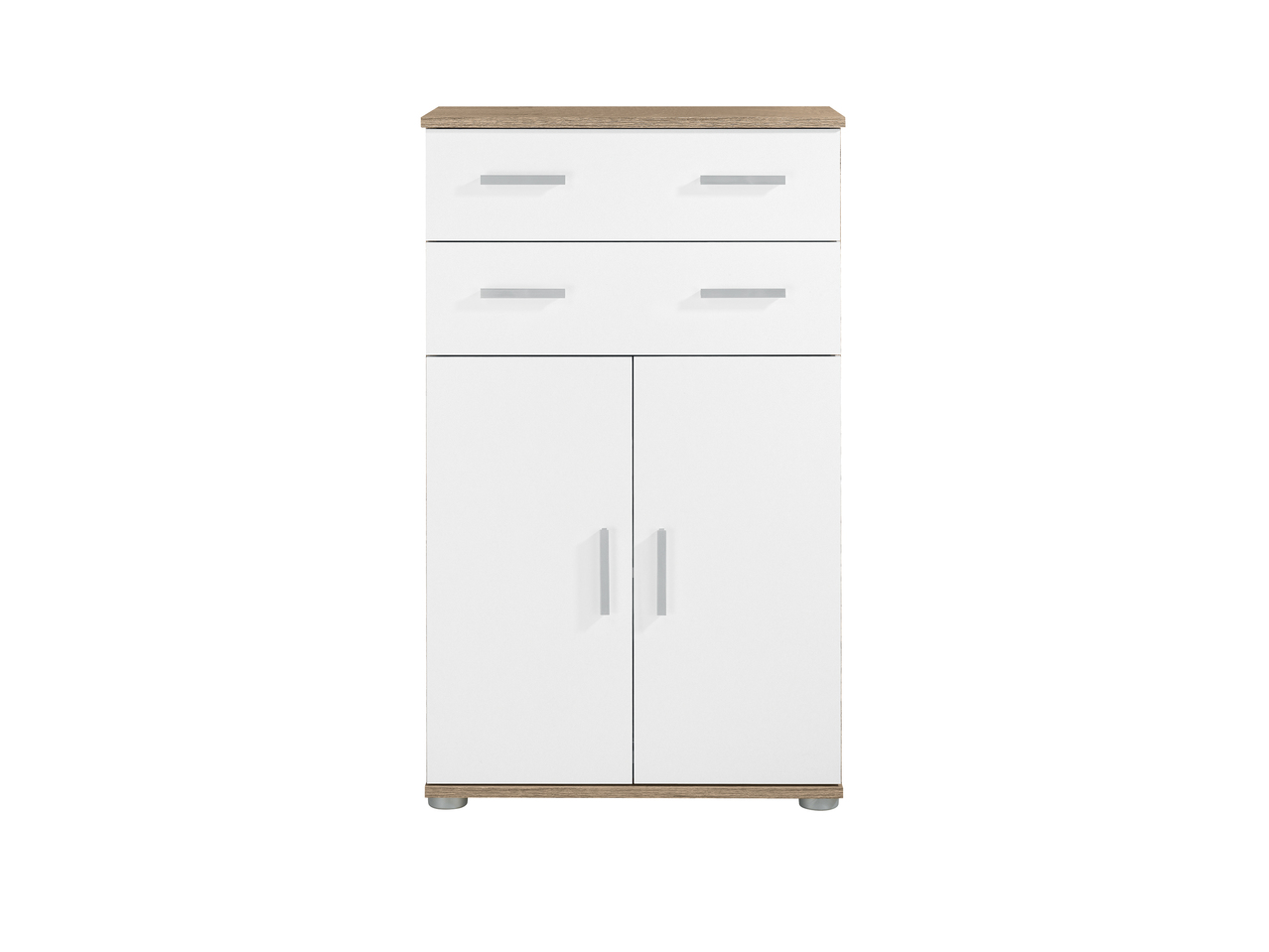 Cupboard - 2 Drawers, 2 Doors, Oak-Effect/White
