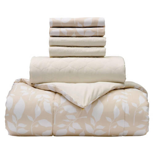 6 Piece Queen Size Reversible Comforter & Coverlet Set, Floral