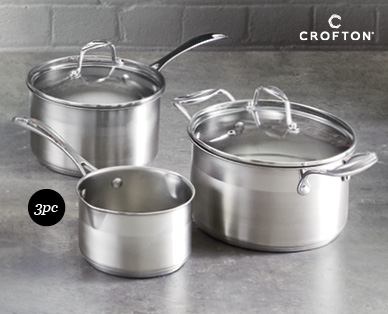 STAINLESS STEEL COOKWARE 3PC SAUCEPAN SET