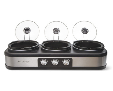 Kitchen Living Triple Slow Cooker With Lid Rests
