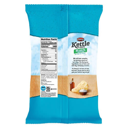 Gluten Free Low Fat Sea Salt & Vinegar Flavored Kettle Chips, 8 oz