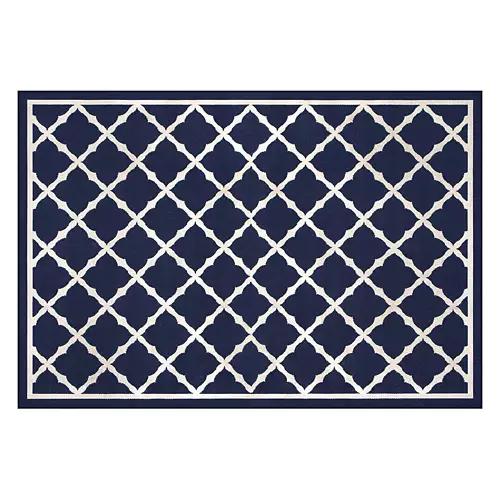 6' x 9' Indoor/Outdoor Flatweave Area Rug - Navy Diamond
