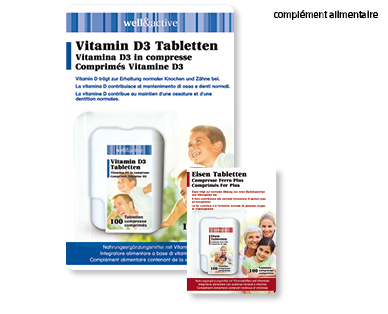 Comprimés de vitamine D3/de fer WELL & ACTIVE