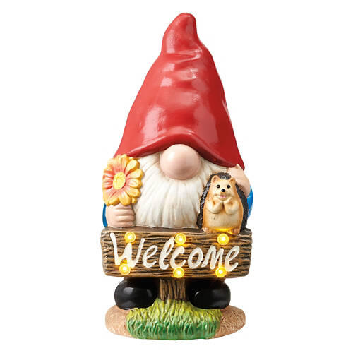 Solar Garden Figurine - Welcome Gnome