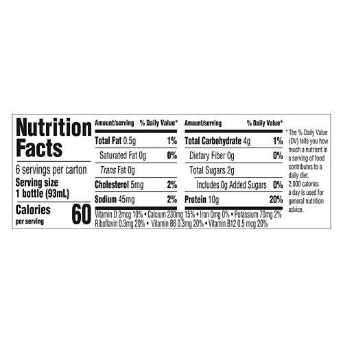 Zero Sugar Added Strawberry Flavored Protein Shots - 6 pack , 3.1 fl oz