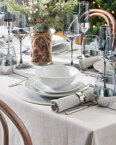 12 Piece Silver Spot Dinner Set