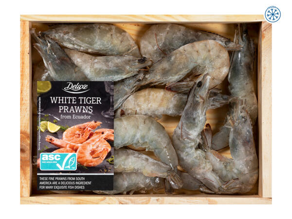Deluxe White Tiger Prawns in Wooden Box